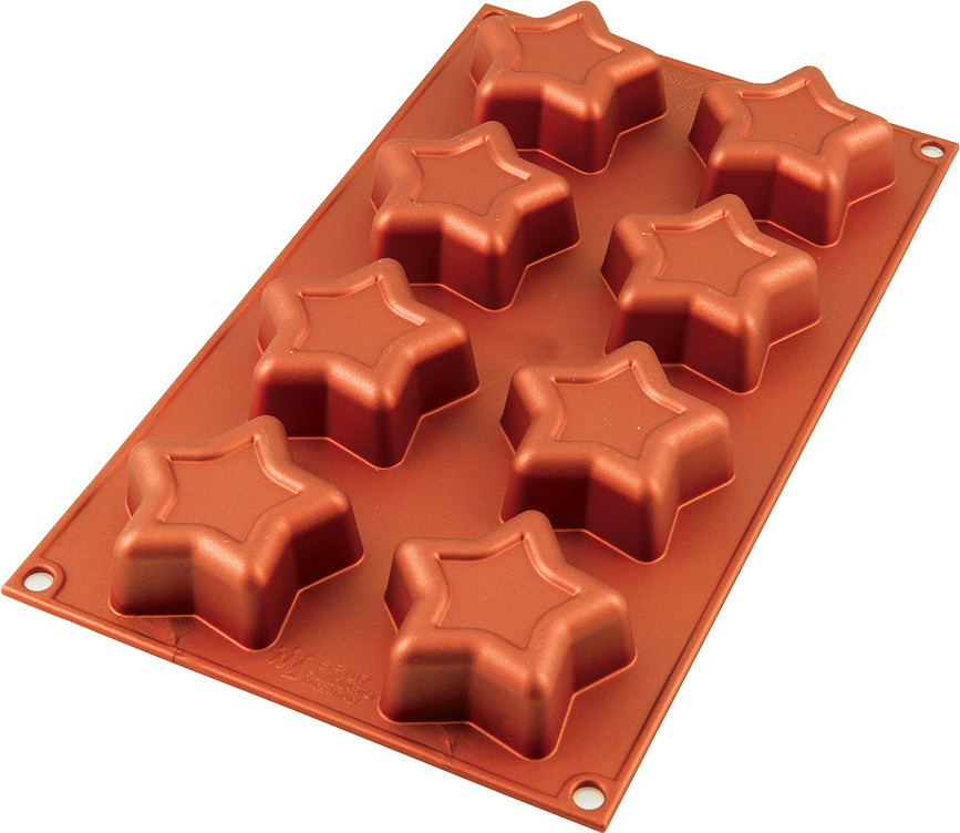 Molde de silicona Stella Sf107, con forma de estrellas, rojo