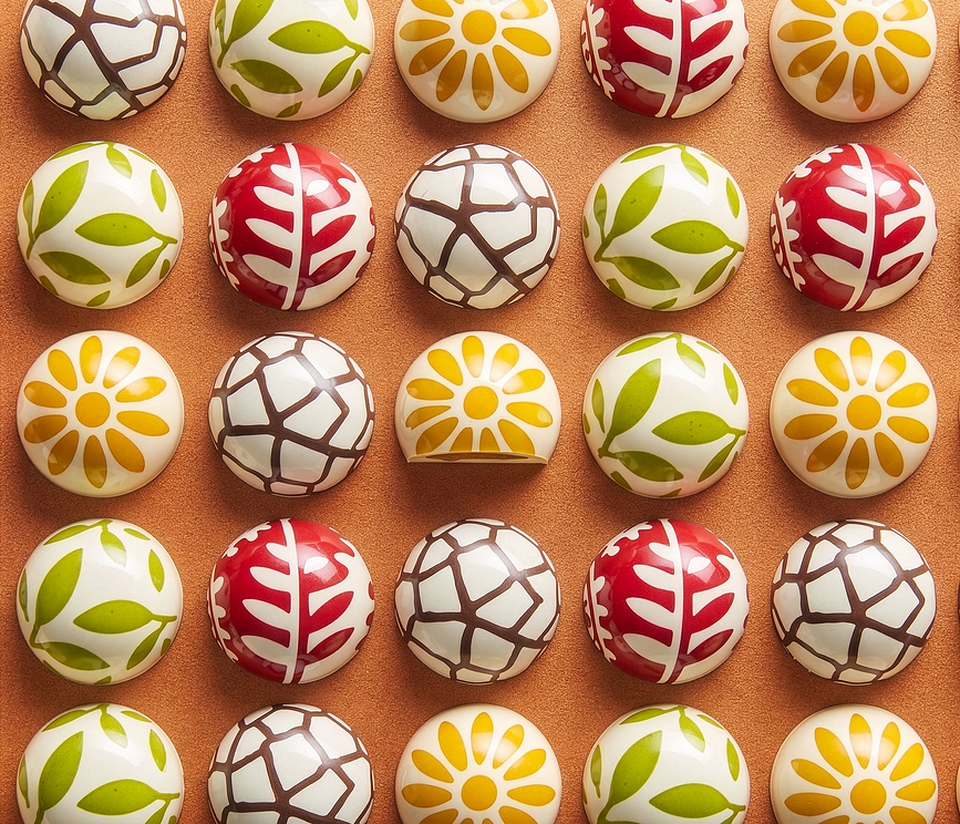 Pralinenstempel mit Silikomart Form, 5-teilig