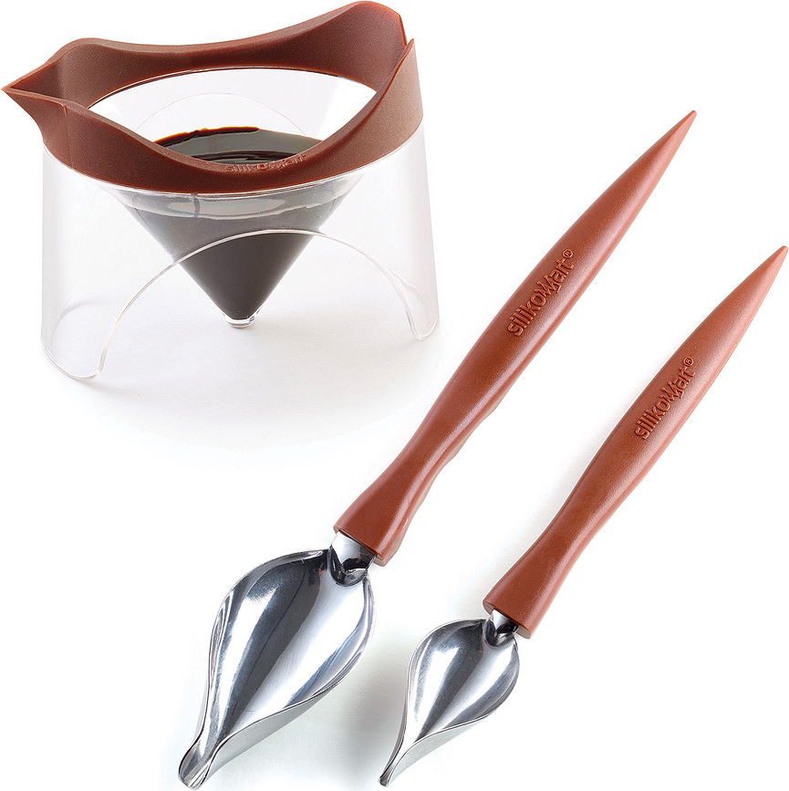 Set de Cucharas de Decoración Silikomart, con recipiente, 3 piezas