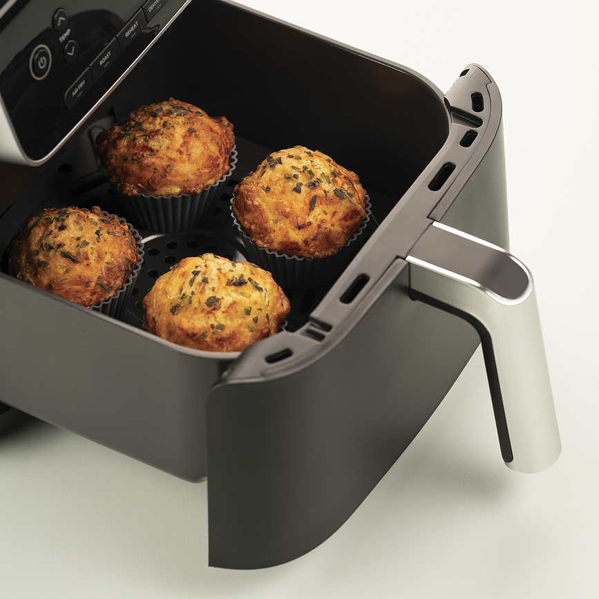 Silfry Moules à Muffins en silicone, gris, Lot de 6
