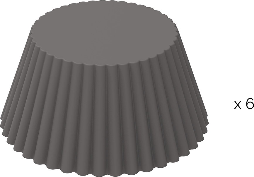 Silfry Moules à Muffins en silicone, gris, Lot de 6