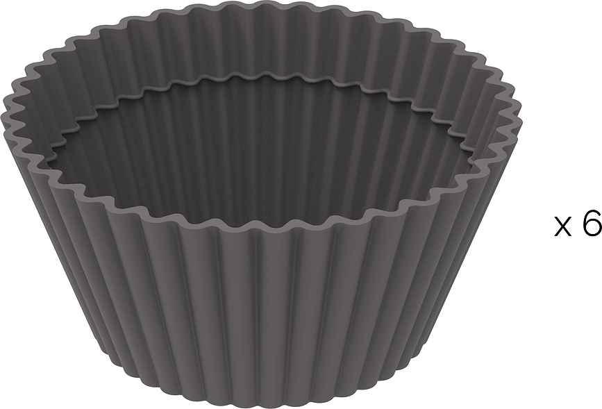 Silfry Moules à Muffins en silicone, gris, Lot de 6