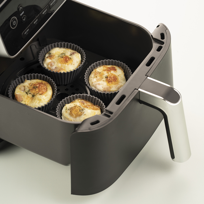 Silfry Moules à Muffins en silicone, gris, Lot de 6