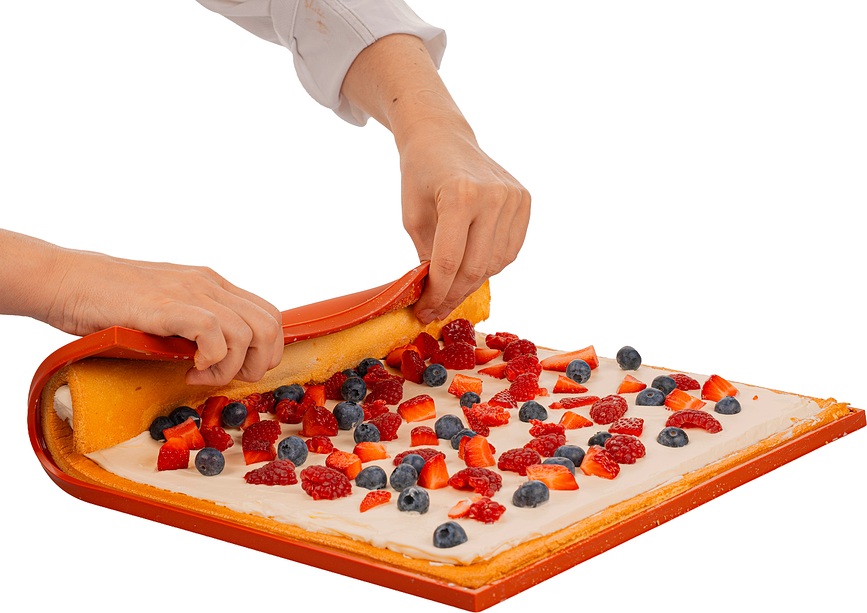 Silikona cepšanas paklājs Tapis Roulade 32,5 x 32,5 x 2 cm, oranžs