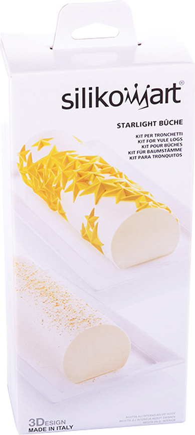 Starlight Buche Φόρμα για Γλυκά Ψυγείου, με ανάγλυφο χαλάκι διακόσμησης, Σετ 2 τεμαχίων