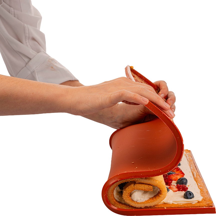 Tapis Roulade Silicone Baking Mat 32.5 x 32.5 x 2 cm, orange