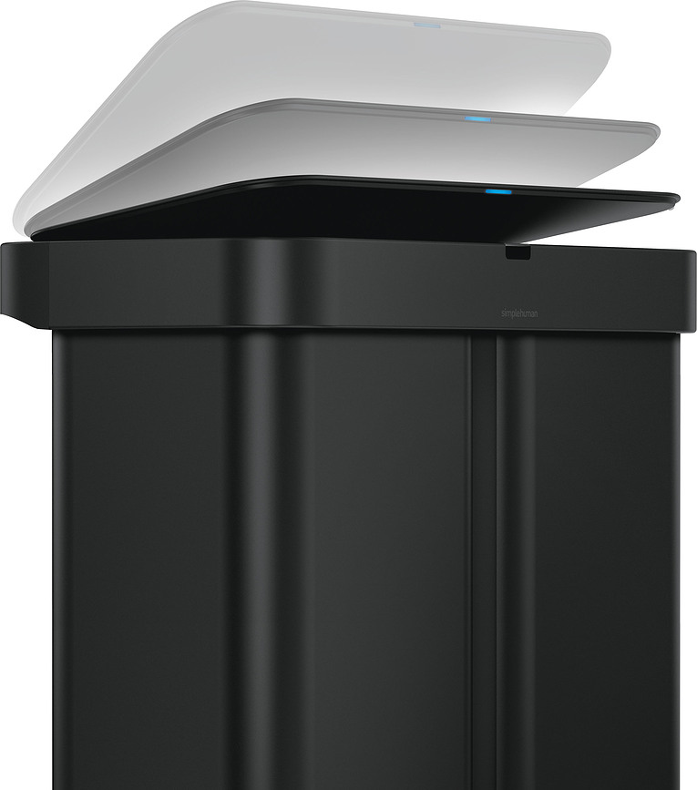 Cubo de basura con sensor de movimiento Sensor Liner Pocket, doble compartimento, 58 L, negro mate