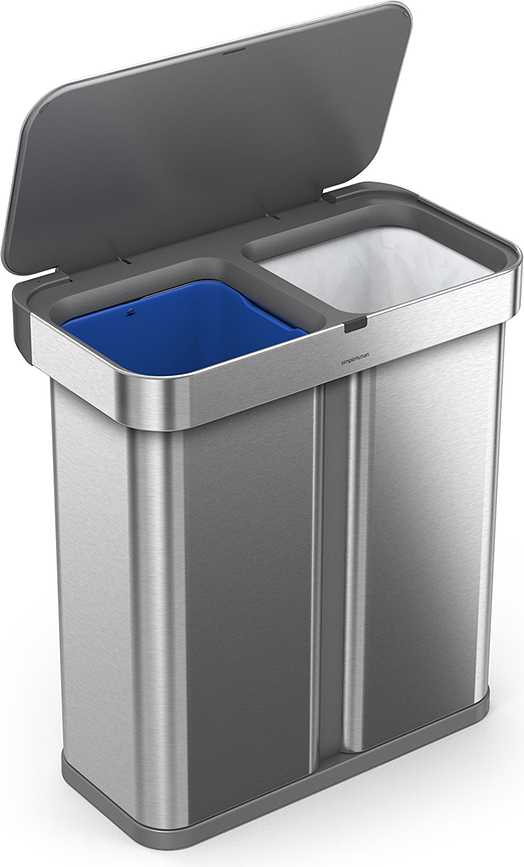 Cubo de basura con sensor de movimiento Sensor Liner Pocket, doble compartimento, 58 L, negro mate