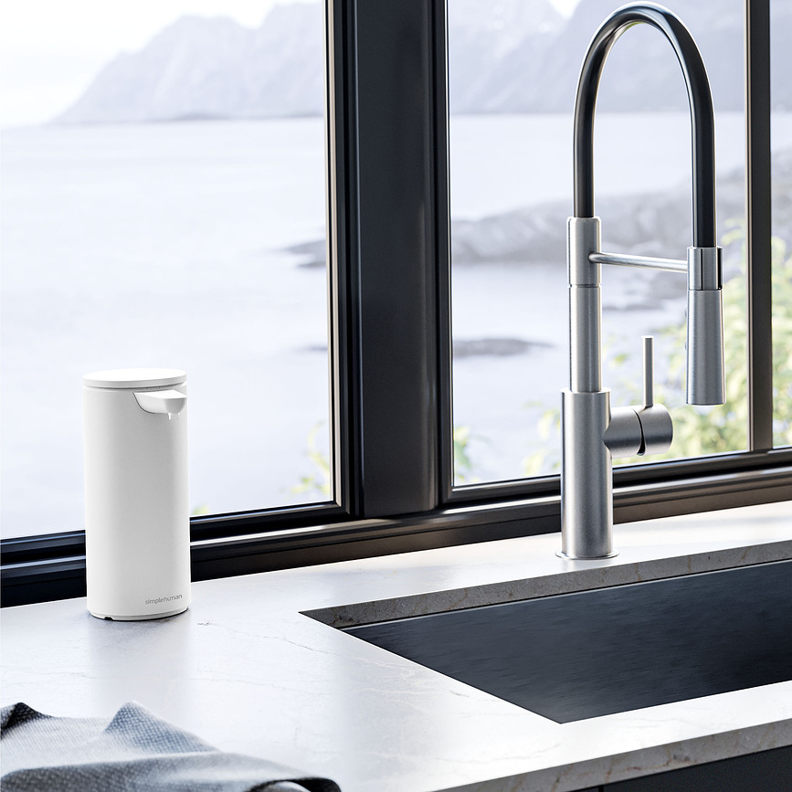 Dosificador de Jabón automático Simplehuman, 414 ml, blanco