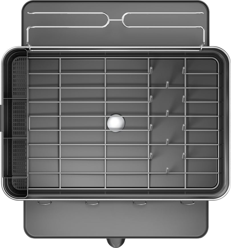 Escurridor de Platos Simplehuman, gris, con soportes para tazas y copas