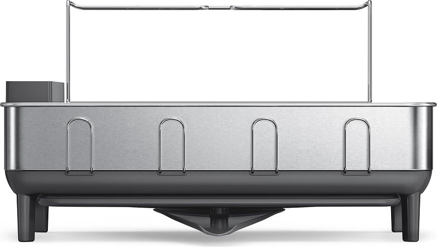 Escurridor de Platos Simplehuman, gris, con soportes para tazas y copas