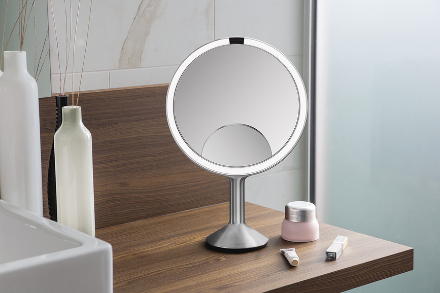 Espejo con sensor Trio Max, de acero cepillado