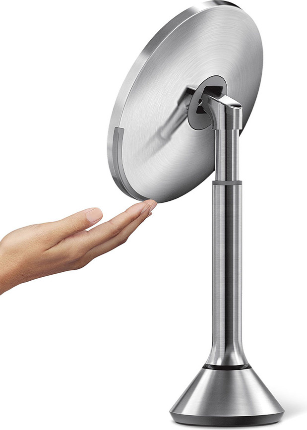 Espejo sensor Simplehuman, 20 cm, plateado, con control de intensidad de luz