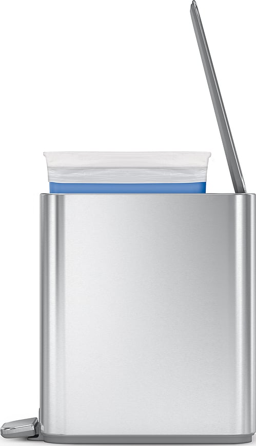 Κάδος Απορριμμάτων λεπτός, με πεντάλ, 5 L, βουρτσισμένο ατσάλι