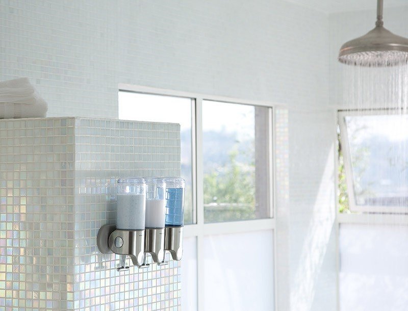 Simplehuman Distributeur de Savon double, mural, pour douche