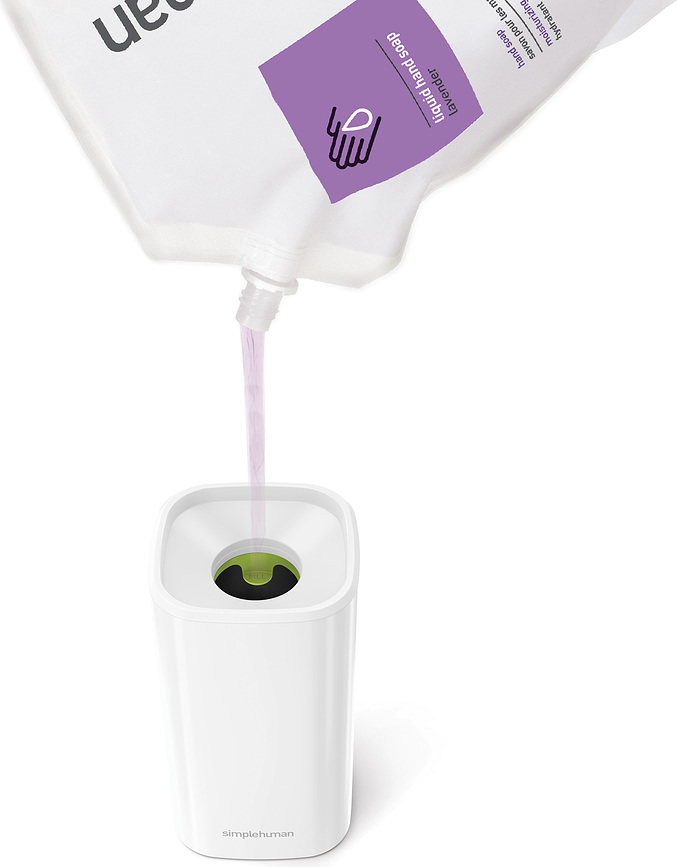 Simplehuman Dozownik za milo, 295 ml, bel, jeklen