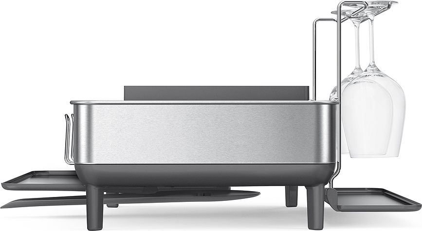 Simplehuman Odcejalnik posode z držali za skodelice in kozarce, siv