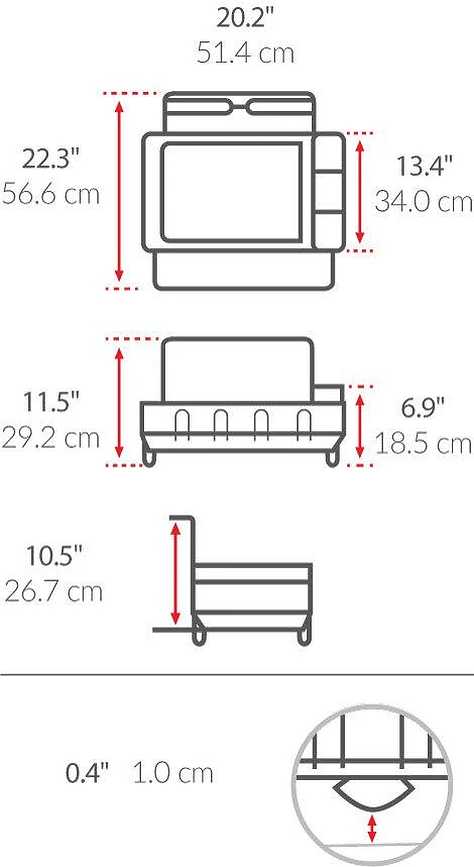 Simplehuman Πιατοθήκη με θήκες για κούπες και ποτήρια, γκρι