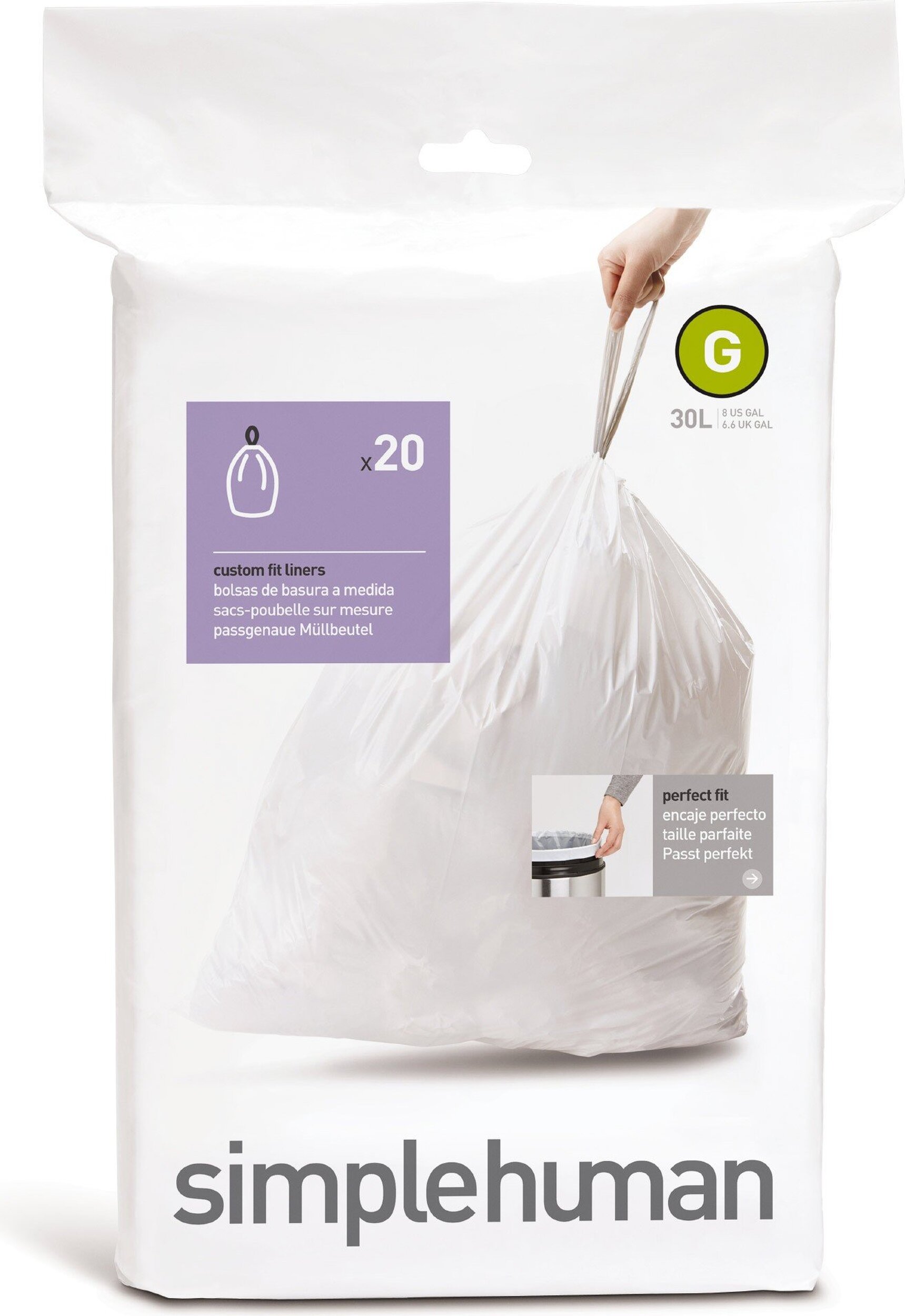 Trash bags, code C, 10-12 L / 20 pcs., plastic - simplehuman