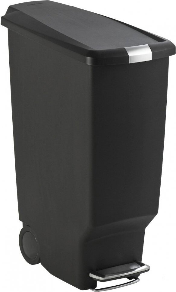 Slim Mülleimer 40 l schwarz mit Fußpedal