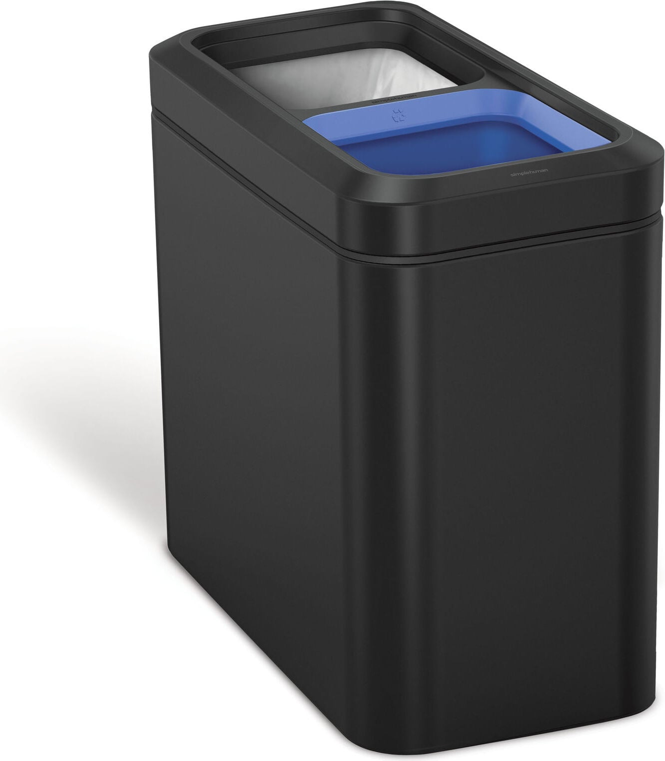 Slim Open Mülleimer zur Mülltrennung Zweikammer 20 l, schwarz matt