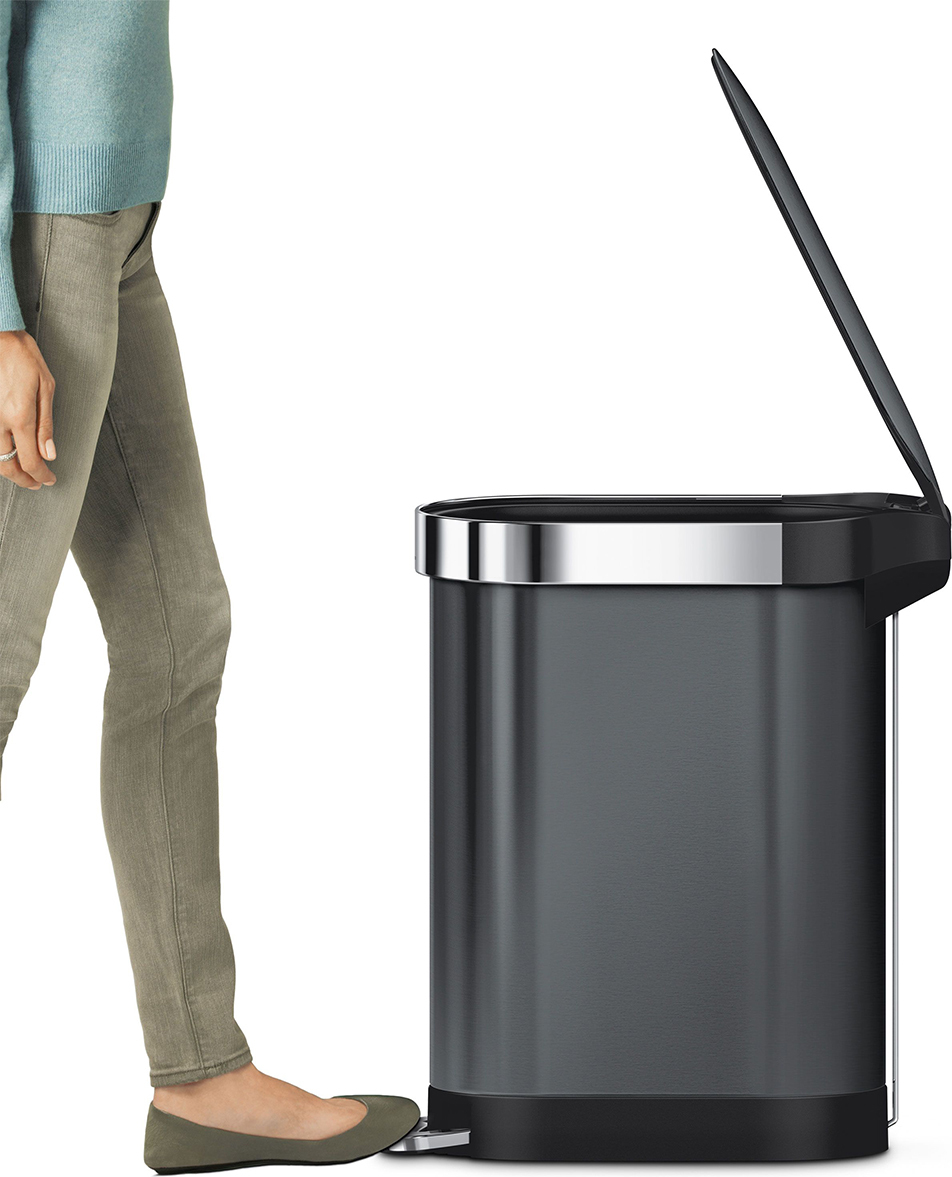 simplehuman 45L Slim Step Trash Can Brushed Stainless Steel with Gray  Plastic Lid