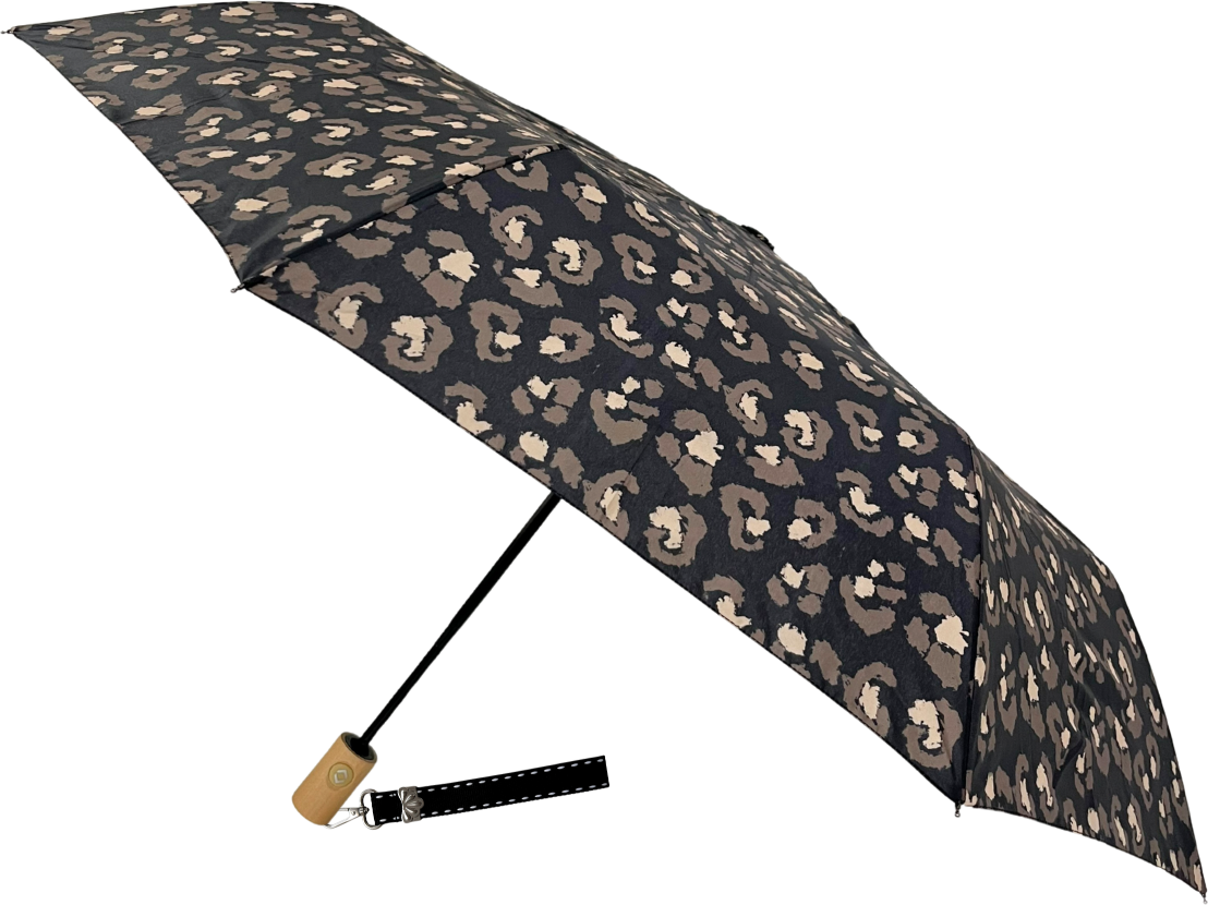 Regenschirm Leopard, automatisch, schwarz