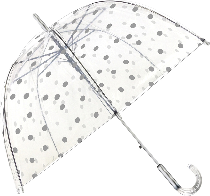 Smati Parapluie Dôme, transparent, à pois argentés