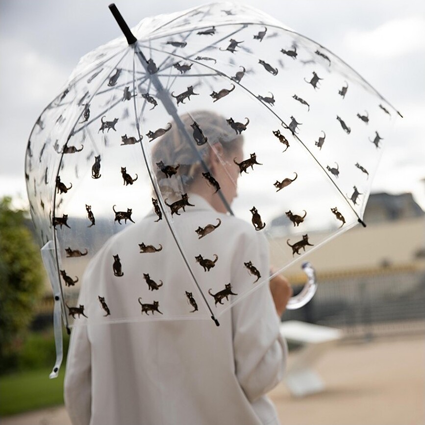 Smati Parapluie Cloche, transparent, à pois dorés