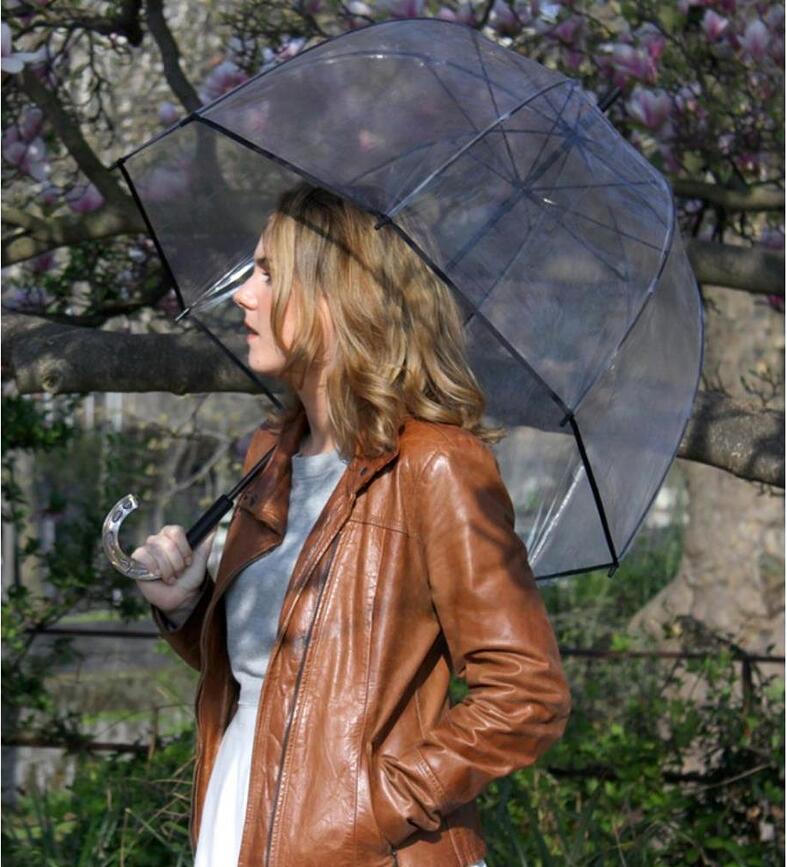 Smati Parapluie Cloche, transparent, à pois dorés