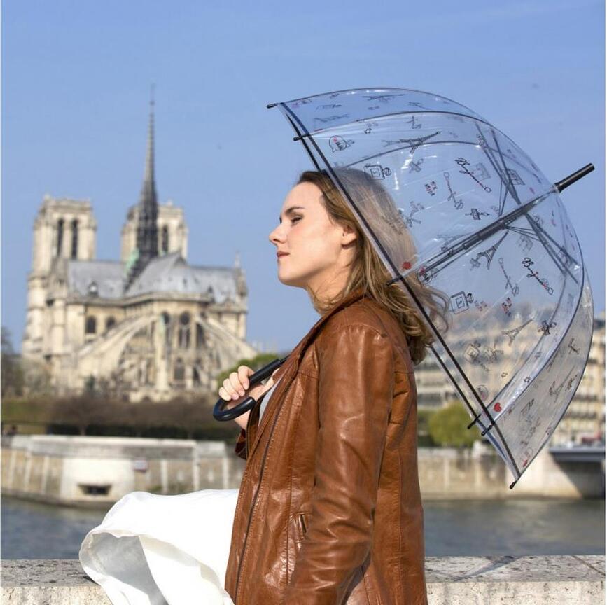 Smati Parapluie Cloche, transparent, à pois dorés
