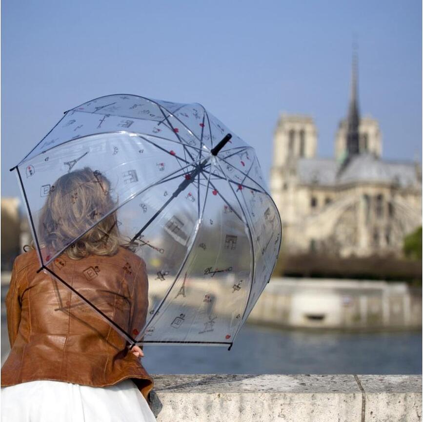 Smati Parapluie Cloche, transparent, à pois dorés
