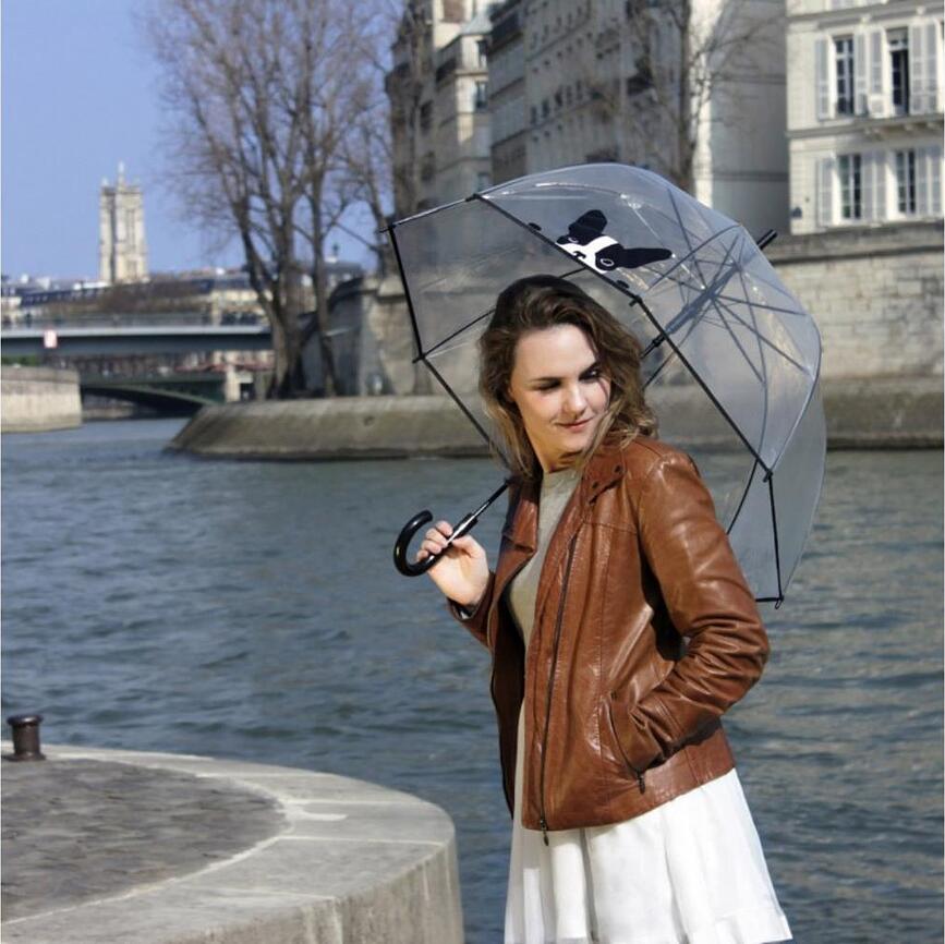 Smati Parapluie Cloche, transparent, à pois dorés