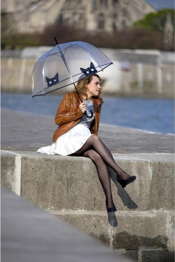 Smati Parapluie Cloche, transparent, à pois dorés