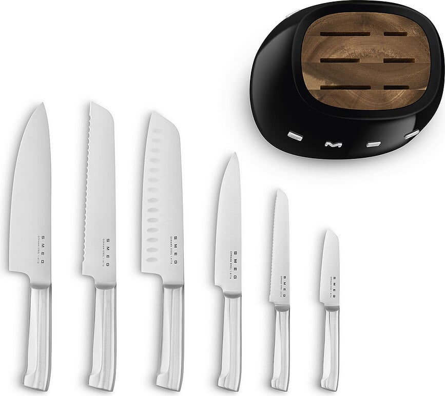 50's Style Set Noževa u bloku crni 6 kom.