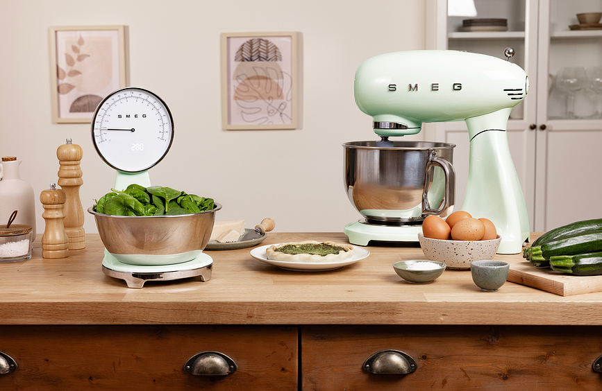 Báscula de Cocina 50's Style, analógica y digital, crema