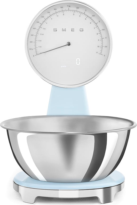 Báscula de Cocina Estilo Años 50, analógica y digital, azul pastel