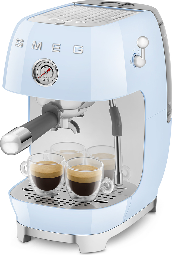 Machine à expresso à levier avec fonction Cold Brew 50's Style, bleu pastel