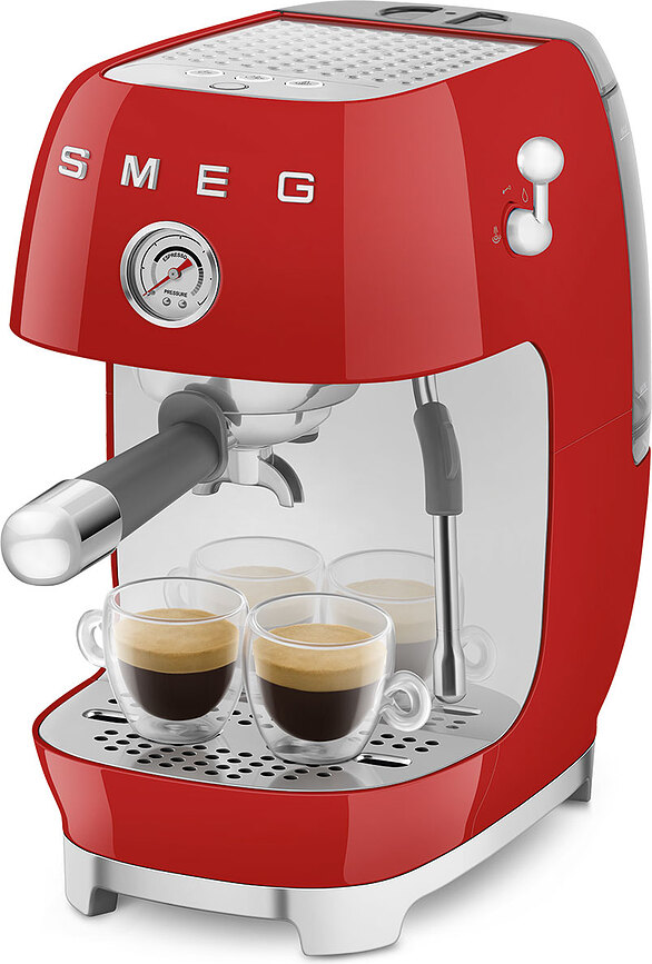 Machine à expresso à levier avec fonction Cold Brew 50's Style, rouge