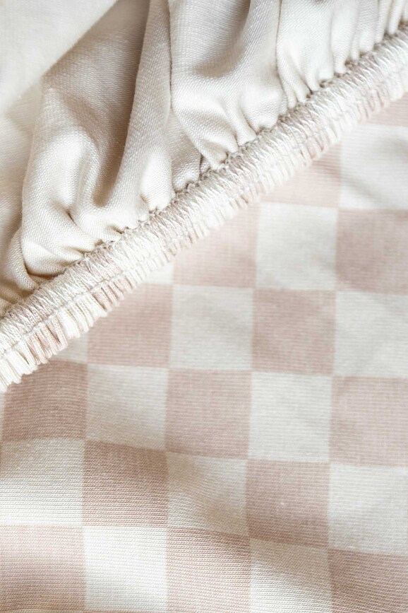 Drap-housse Check Beige 90 x 200 cm