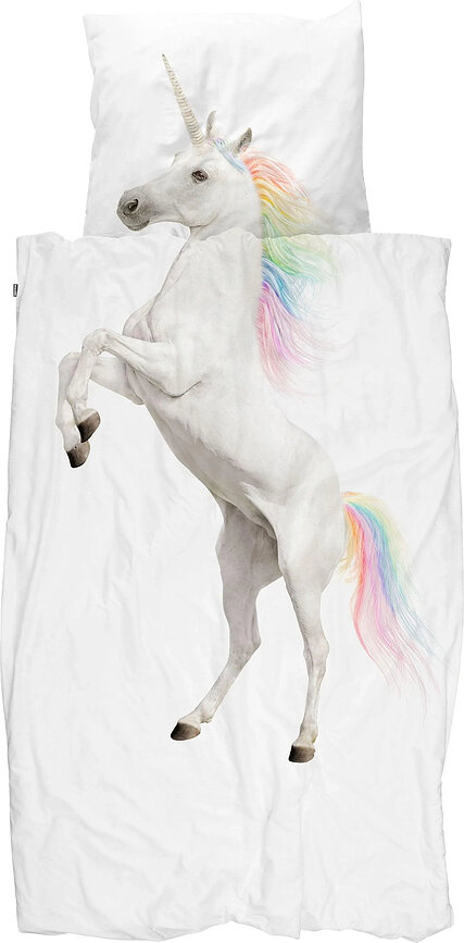 Flanelasta posteljina Unicorn White 140 x 200 cm s jastučnicom 60 x 70 cm