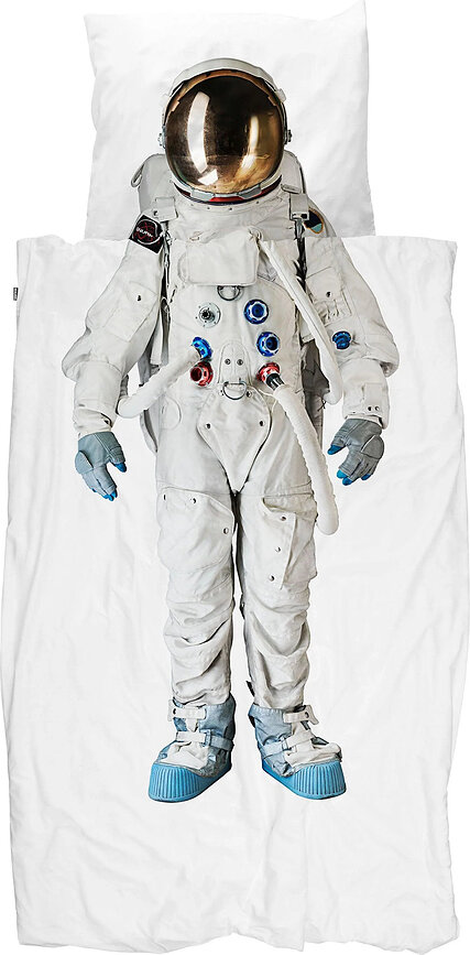 Parure de lit Astronaut Grey Space 140 x 200 cm avec taie d'oreiller 60 x 70 cm