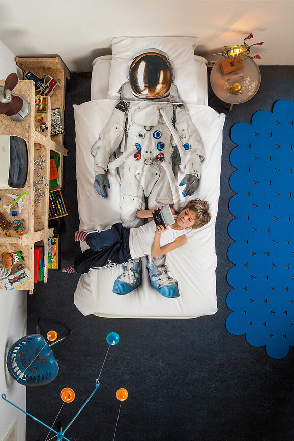 Parure de lit Astronaut Grey Space 200 x 200 cm avec 2 taies d'oreiller 60 x 70 cm