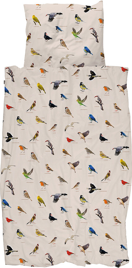 Parure de lit Bird Watching 140 x 200 cm avec taie d'oreiller 60 x 70 cm