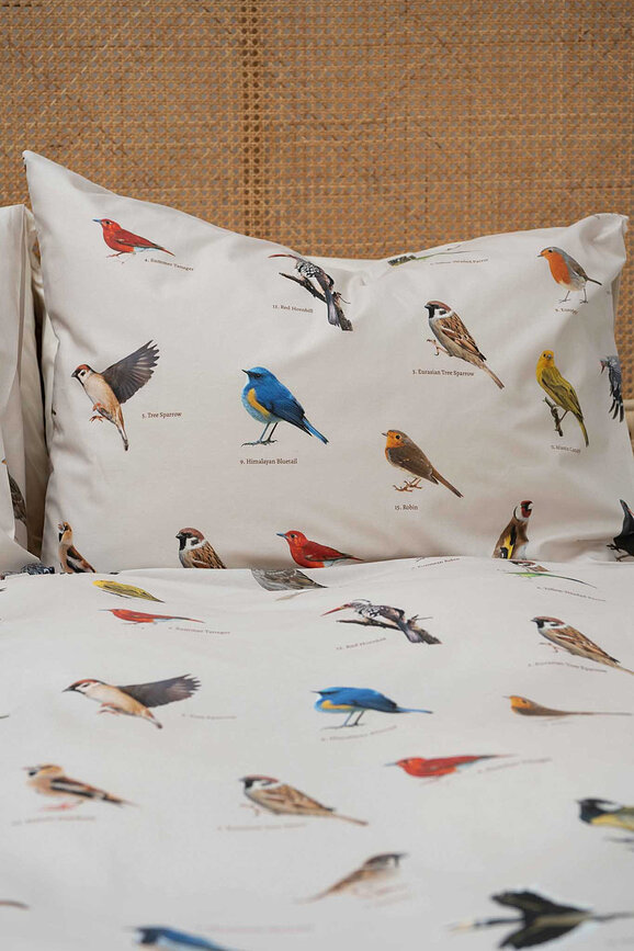 Parure de lit Bird Watching 260 x 220 cm avec 2 taies d'oreiller 60 x 70 cm