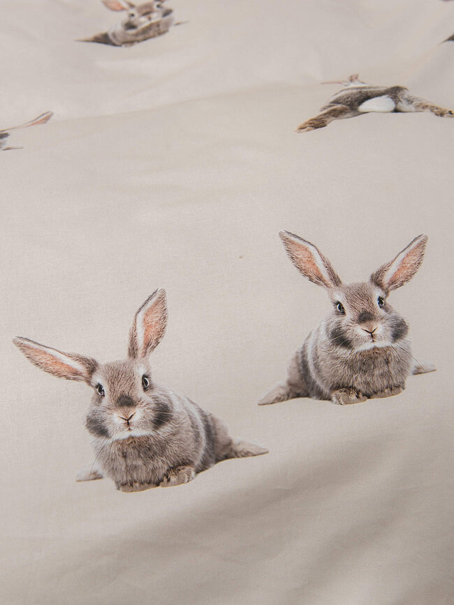 Parure de lit Bunny Beige 260 x 220 cm avec 2 taies d'oreiller 60 x 70 cm