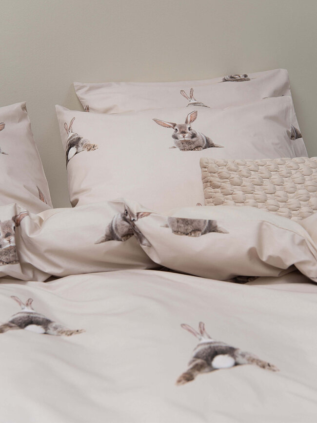 Parure de lit Bunny Beige 260 x 220 cm avec 2 taies d'oreiller 60 x 70 cm