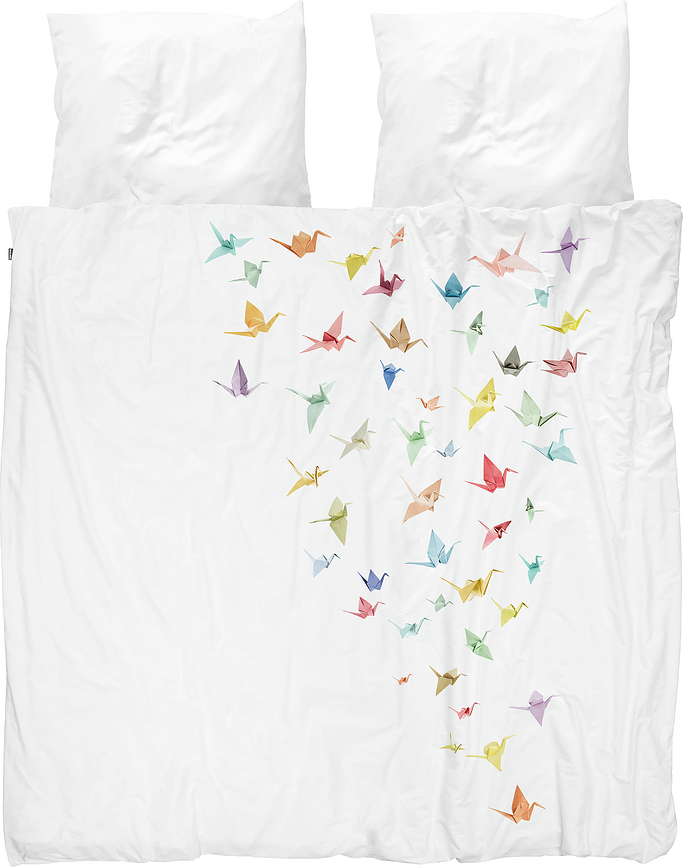 Parure de lit Crane Birds 200 x 200 cm avec 2 taies d'oreiller 60 x 70 cm