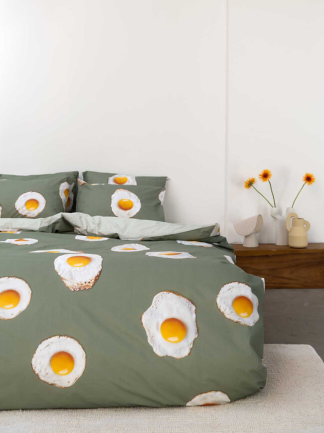 Parure de lit Eggs 260 x 220 cm avec 2 taies d'oreiller 60 x 70 cm