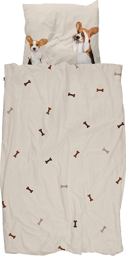 Parure de lit en flanelle Beagle Friends 140 x 200 cm avec 1 taie d'oreiller 60 x 70 cm